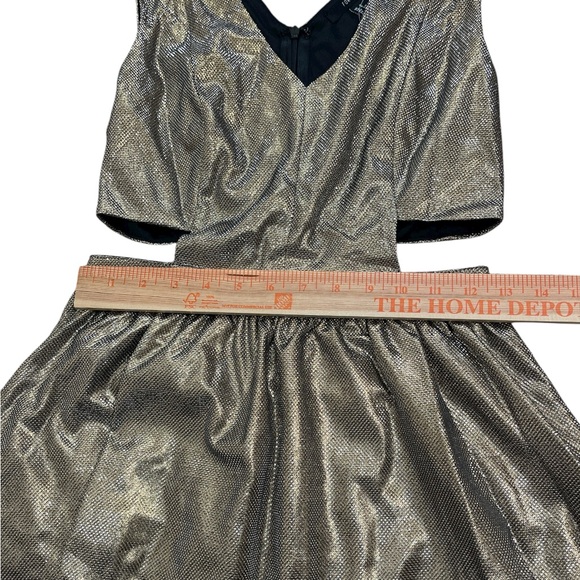 Metallic Gold fit and flare cut out mini party dress - Picture 5 of 6